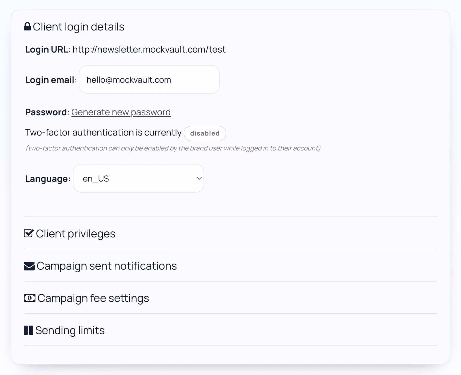 Brands and client access in Sendit!