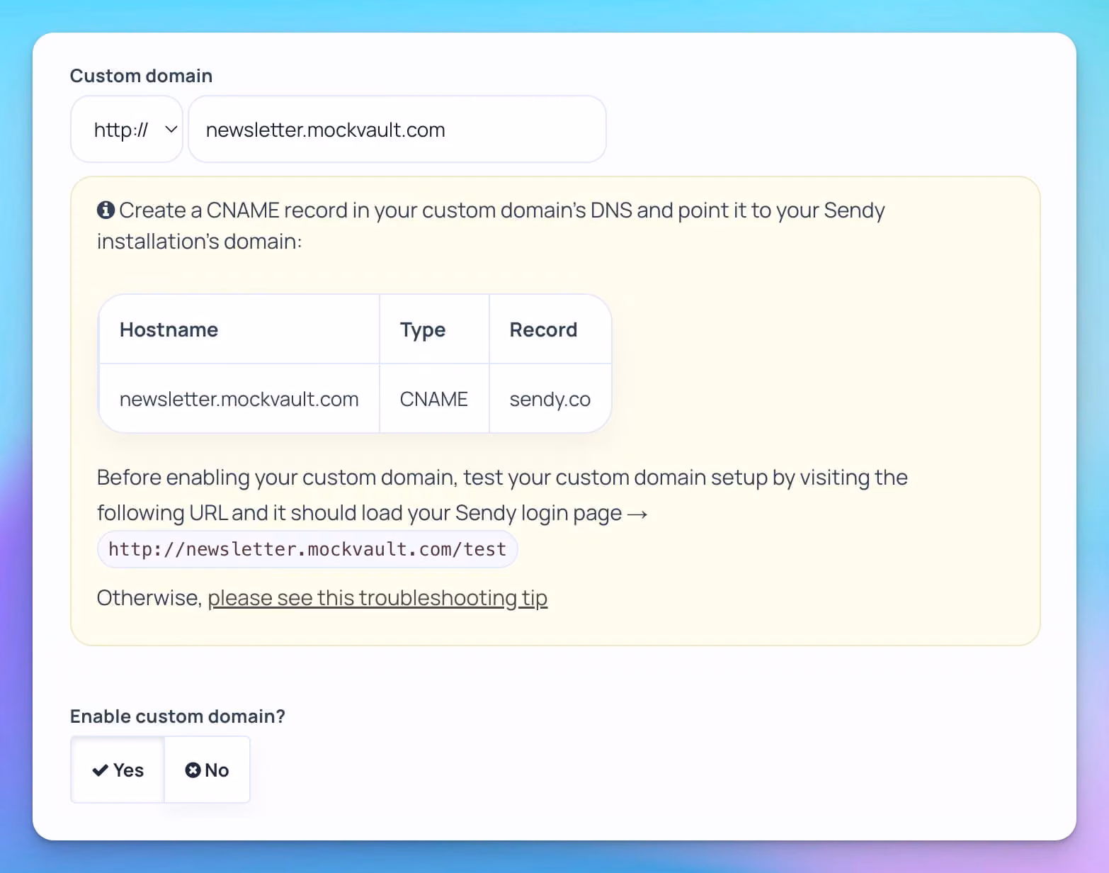 Custom sending domains in Sendit!